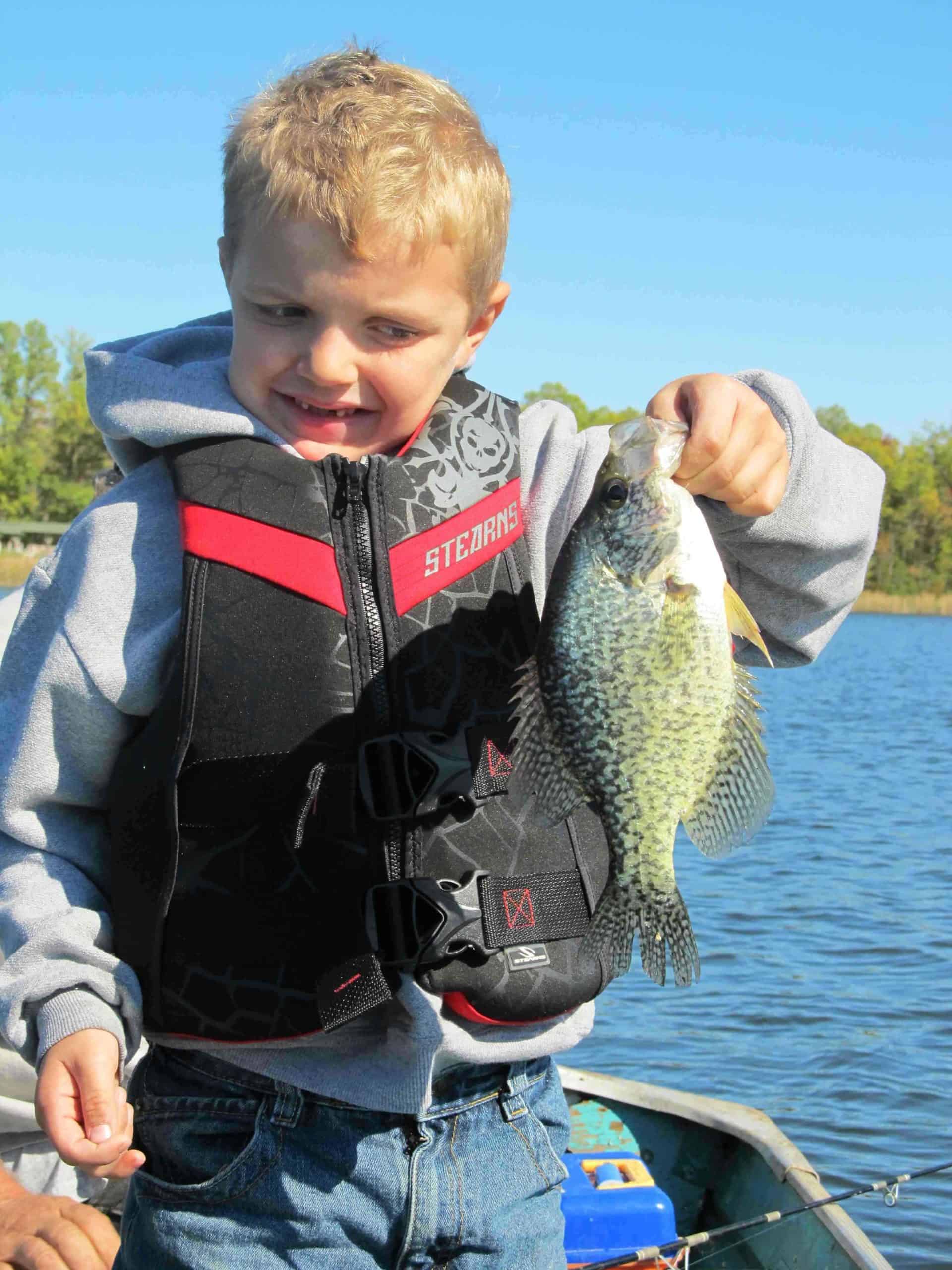 Crappie often suspend over deeper water outside of weedbeds in the fall. Small jigs on ultra-light tackle offer a great way to catch them.