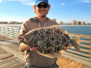 Plenty of great-eating fish are caught from saltwater fishing piers, including flounder.