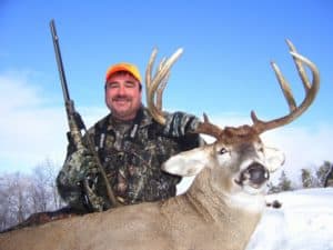 Steve Stoltz takes late-season bucks by hunting food sources. Bucks are weary from the rut and seek high-energy foods like corn, soybeans or food plots to put on fat for the winter months.