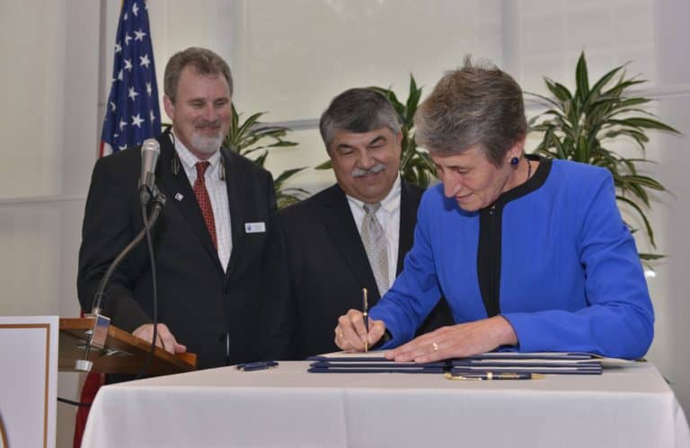 Fred Myers_Richard Trumka_Secretary Sally Jewell
