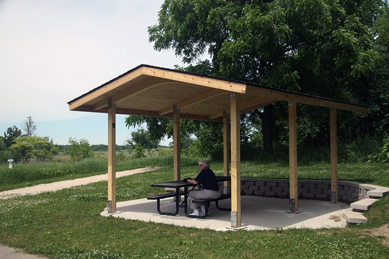 A picnic pavilion at Horicon Marsh, has a new roof thanks to the expert trade skills of union volunteers who participated in the Union Sportsmen’s Alliance’s `Work Boots on the Ground,’ conservation initiative in Wisconsin.