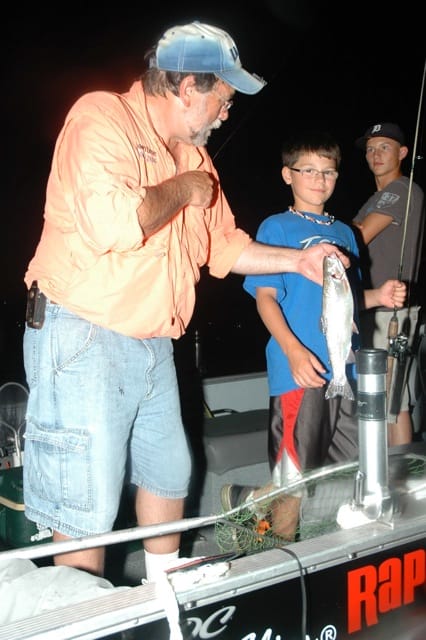 Night fishing is a great way to beat the summer heat, and it produces plenty of fish. Most stocked trout are small, but all of them put up a fun fight. 