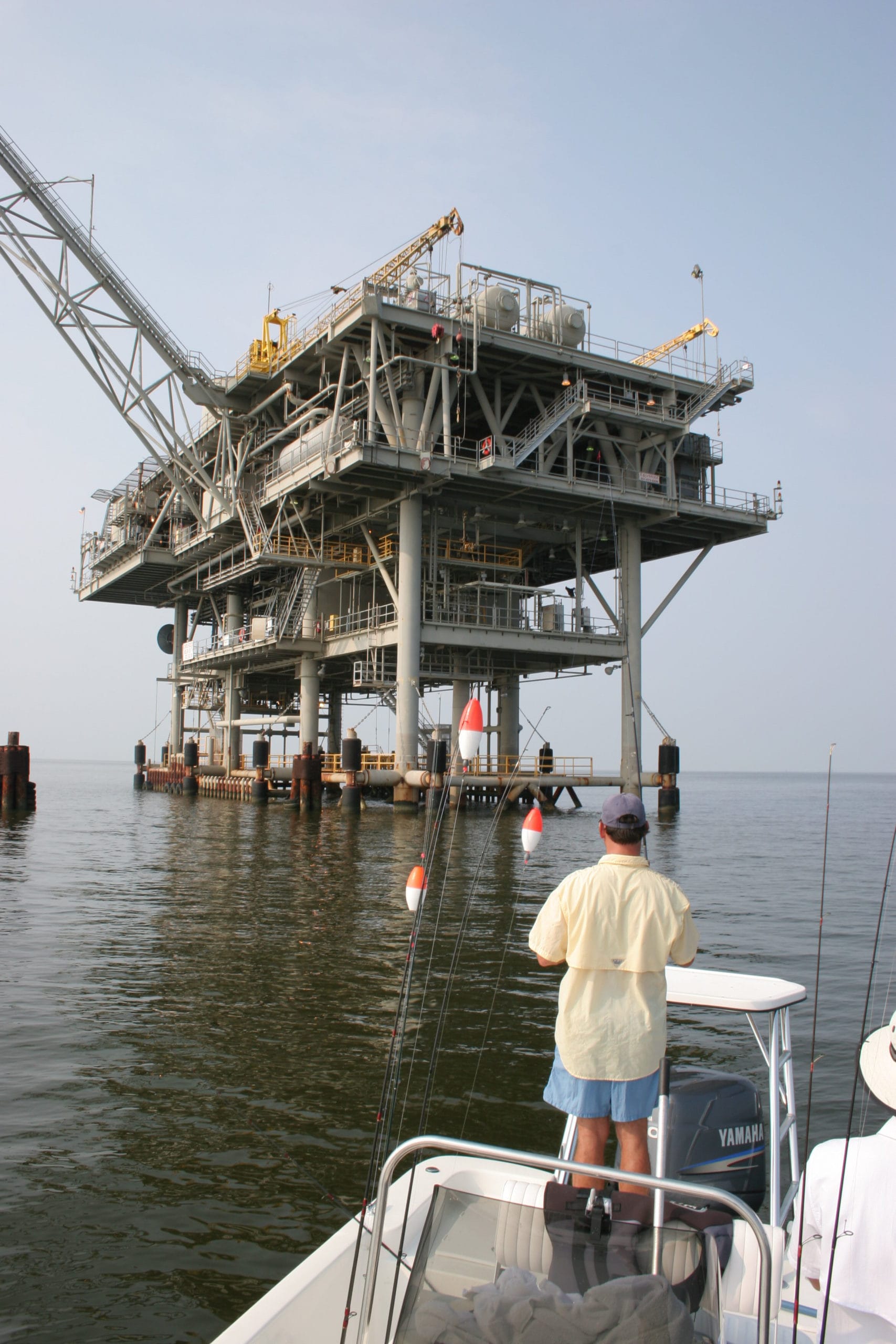 Oil-rig platforms are great fishing spots in the Mobile Bay area of coastal Alabama.