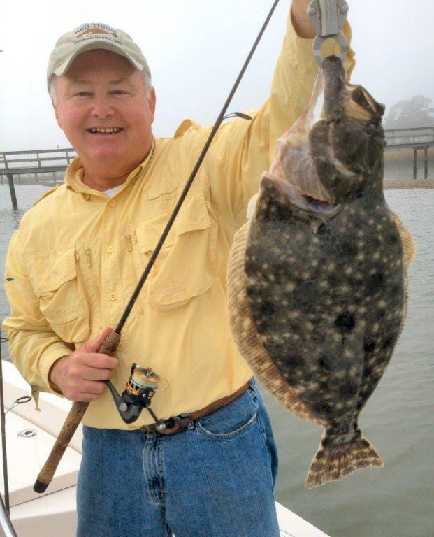 Flounder are just one of many marine game fish species that consistently can be caught around oyster shell bars.