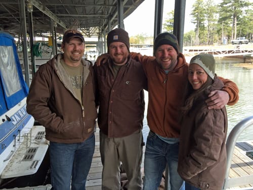 (L-R) Dave Hall, Curtis Culpepper, James Carr and Trish Carr volunteer their Saturday morning at Florence Marina State Park.