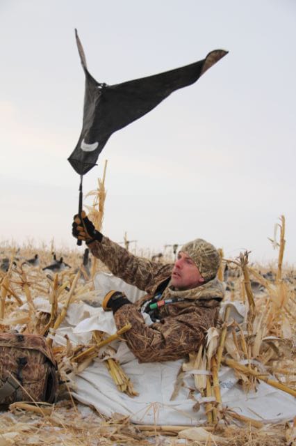 A flag can get the attention of distant geese, but don’t use it when the birds are committed or already working your spread.