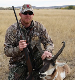 Howard Thomas with his antelope buck measuring 14.25 inches.