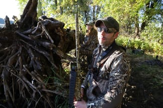 Ryan Anderson in the duck blind on day one of the Brotherhood Outdoors hunt.