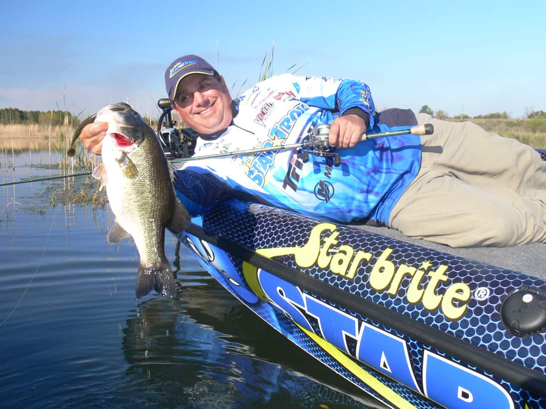 Pro angler Patrick Pierce prefers solid body swimbaits that hold up better in thick cover.
