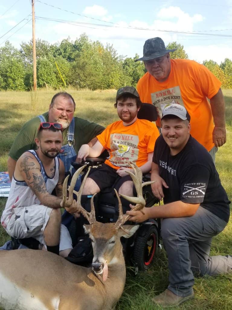 5 Men Celebrate Successful No Hunt Deer Hunt Experience