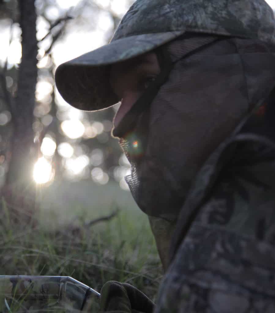 image: Turkey hunter wearing face mask