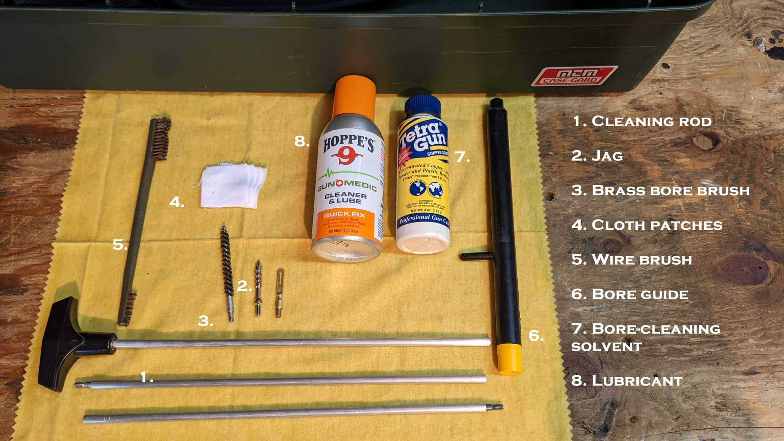 image: rifle cleaning supplies list