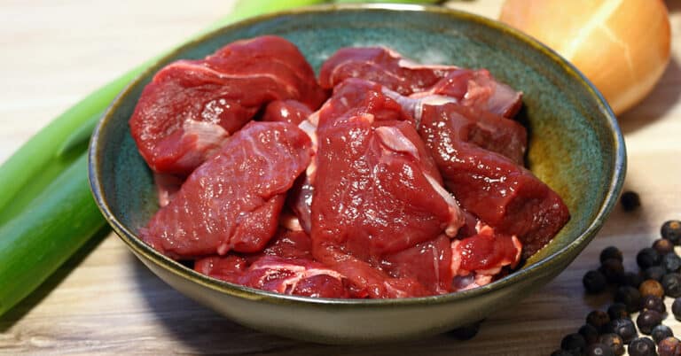 image: raw venison in bowl