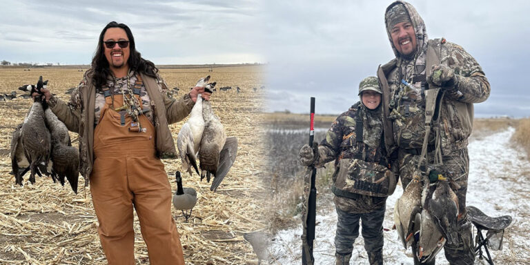 Josiah Crowden goose hunting with his son.