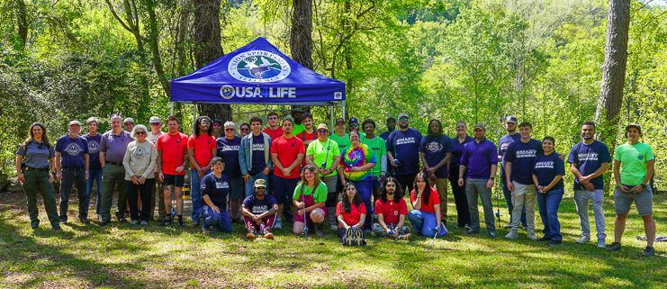 Volunteers gather for a photo