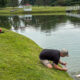 Volunteer snagging a fish